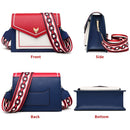 FOXER Brand Women Messenger Crossbody Bag Lady Colorful Panelled Flap Designer Shoulder Bag Small Split Leather Purse for Female