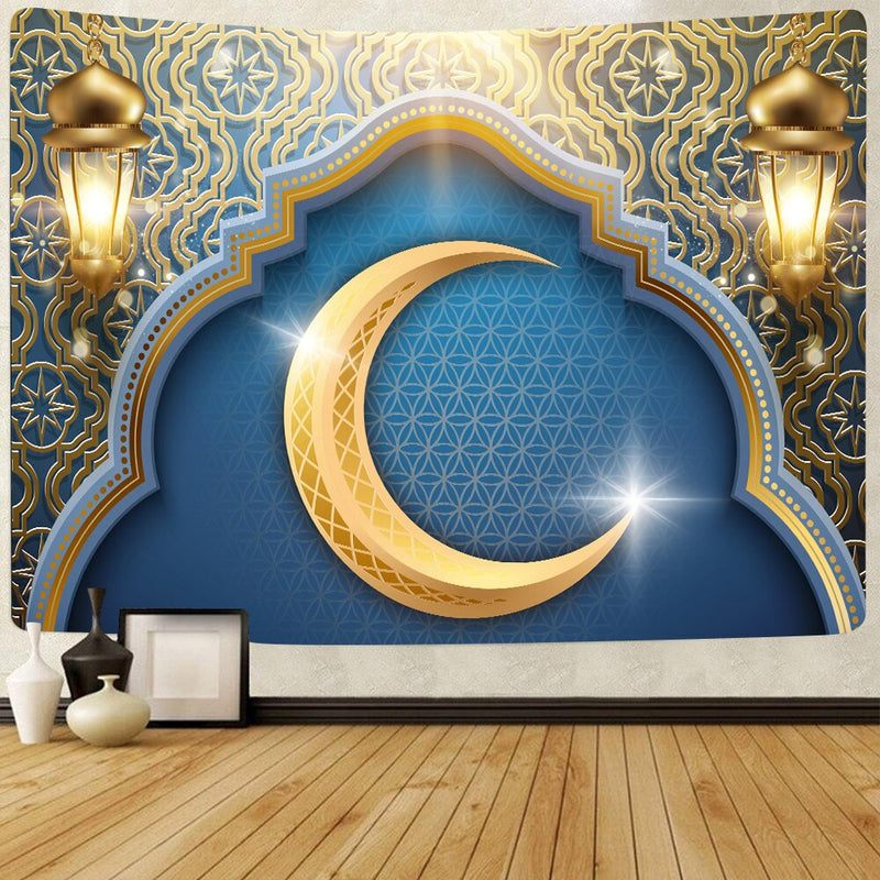 Simsant Ramadan Kareem Tapisserie Moon Star Eid Mubarak Religion Festival Wandbehang Tapisserien für Wohnzimmer Schlafzimmer Dekor