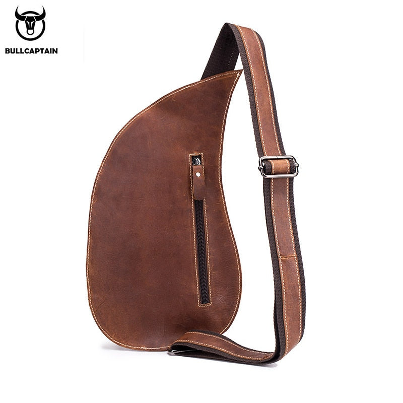 BULLCAPTAIN Leather Crossbody Bag Men Crazy Horse Leather Chest Bags New Fashion Multi-function card bag&