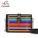 Bolsos y bolsos de mano estilo caja de lápices de colores para mujer, bolso de mano de fiesta, bolso de hombro tipo bandolera, bolso de diseñador, bolso de mujer de Pu 2021
