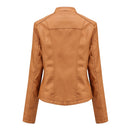 2022 herbst frauen lederjacke dünne umlegekragen kurze pu ledermantel frauen reißverschluss motorradjacken outwear weiblich