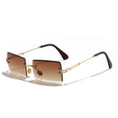 HBK Fashion Rimless Sunglasses Women TOP QUALITY Trendy Small Rectangle Sun Glasses Summer Style UV Gold Brown Shades for men