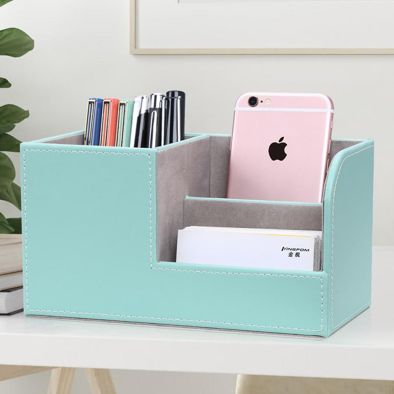 High Grade PU Leather Desk Organizer Wooden Pen Holder Pencil Box Marble Desk Storage Box &amp; Bin Stationery Pen Stand Containers