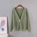 Hirsionsan, suéter elegante de manga larga de Mohair para mujer, novedad de 2020, cárdigan corto de una sola botonadura para mujer, prendas de vestir de punto suaves y flexibles