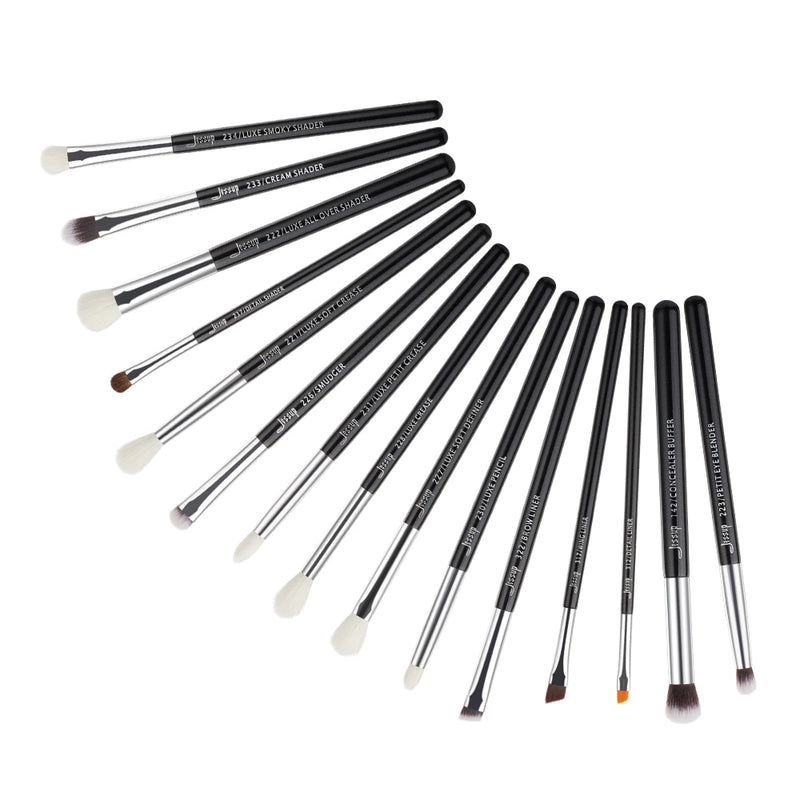 Jessup  Makeup Brushes Kit 15Pcs Pearl White/Rose Gold pinceaux maquillage Cosmetis Tools Eyeliner Shader Concealer Pencil T217