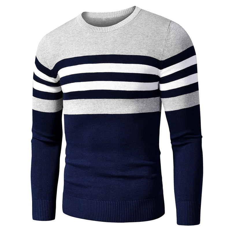 4XL Men 2020 Autumn New Casual Striped Thick Fleece Cotton Sweater Pullovers Men Outfit Fashion Vintage O-Neck Coat Sweater Men