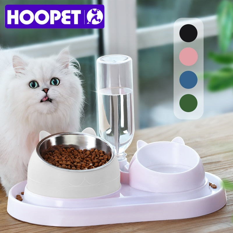 HOOPET Pet Automatic Feeder For Cat Dog Bowl Cat Dispenser Bowl With Raised Stand for Pet Cat Pet Supplies