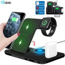 15W Qi Fast Wireless Charger Stand For iPhone 13 11 12 X 8 Apple Watch 4 in 1 Foldable Charging Station for Airpods 3 Pro iWatch