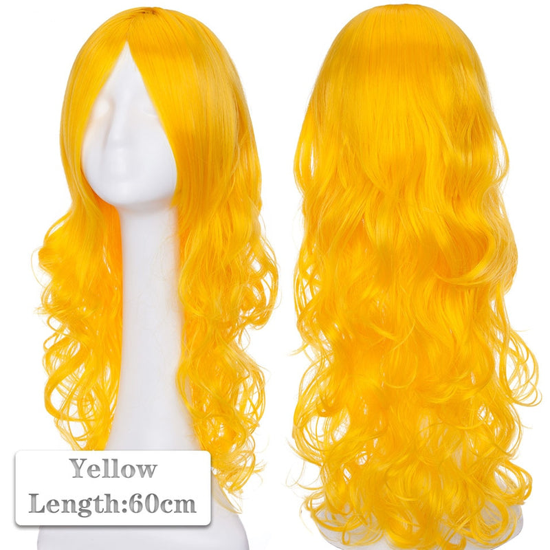 HAIRRO 80cm Halloween Cosplay peluca larga parte media peluca de pelo Cosplay ondulado Natural resistente al calor pelucas sintéticas para mujeres