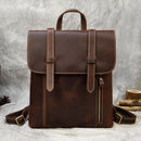 Vintage Crazy Horse Leather Men Backpack Unisex Cow Leather 14" Laptop Rucksack Women Thick Real Leather School Bag Casual Bag