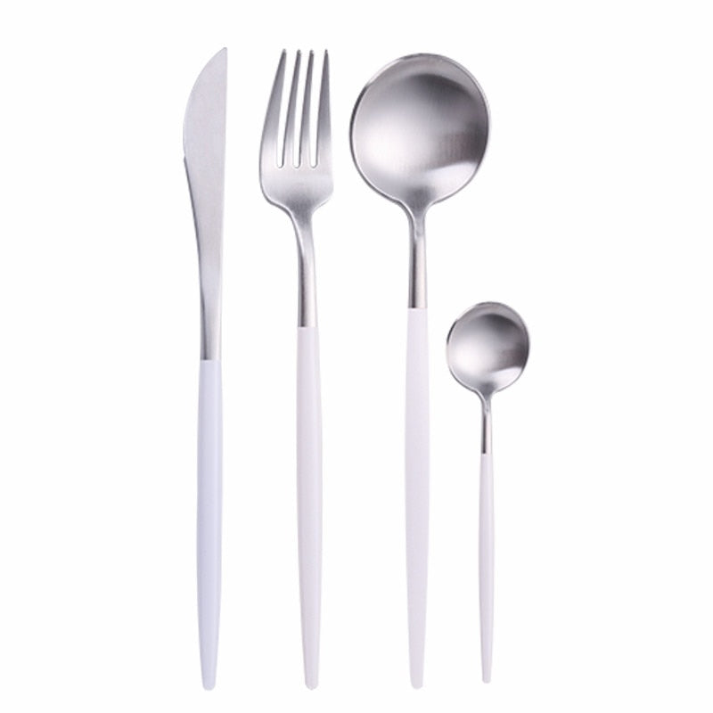 4 Stücke Edelstahl Grün Gold Besteck Essstäbchen Buttermesser Dessertlöffel Abendessen Gabel Teelöffel Geschirr Set