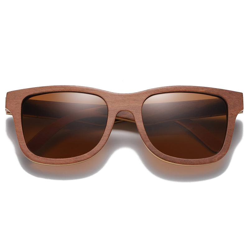 GM Polarized Sunglasses Women Men Layered Brown Skateboard Wooden Frame Square Style Glasses for Ladies Eyewear In Wood Box