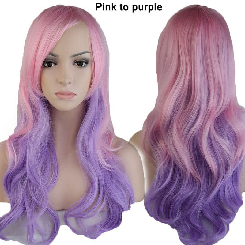 S-noilite sintético 28 colores 22 pulgadas pelucas onduladas sueltas Halloween Cosplay peluca azul rojo rosa gris púrpura pelo peluca Cosplay para fiesta