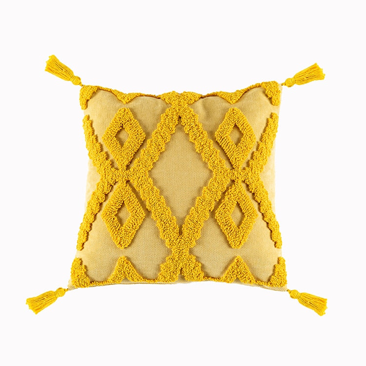 Funda de cojín estilo bohemio rosa amarillo azul Beige borlas funda de almohada hecha a mano para decoración del hogar sofá cama 45x4 5cm/30x50cm