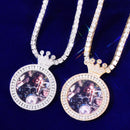Bubble Letter Custom Foto Halskette für Herren Bild Erinnerung Krone Micro Pave Anhänger Vergoldet Hip Hop Rock Schmuck