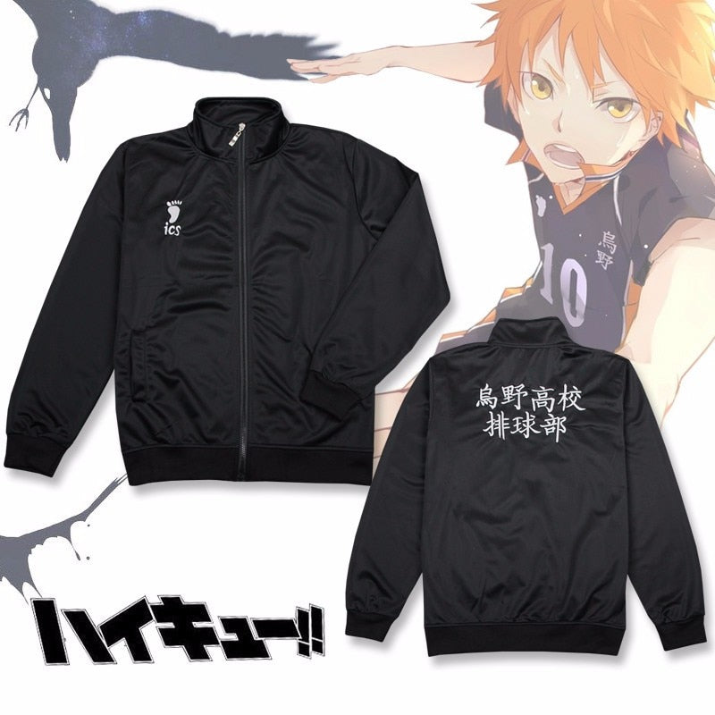 2020 Neue Anime Haikyuu Cosplay Jacke Haikyuu Schwarz Sportswear Karasuno High School Volleyball Club Uniform Kostüme Mantel