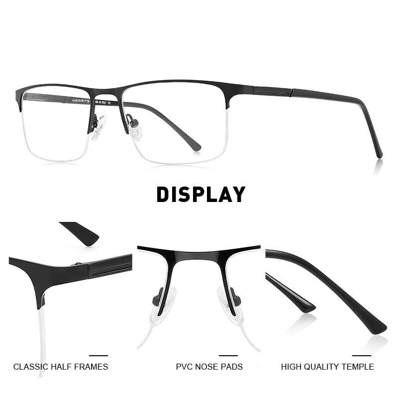 MERRYS DESIGN Männer Legierung Brillengestell Männer Quadratisch Halb Optische Ultraleicht Myopie Hyperopie Korrektionsbrille S2102