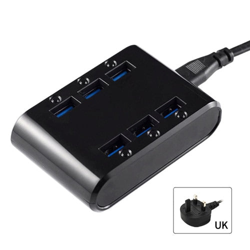 PUJIMAX EU/US/UK Plug 24W 4.8A 6-Ports USB Charger Hub Power Station Mobile Phone Charger for Samsung Huawei LG Iphone Adapter