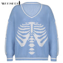 Weekeep Y2k Chic Print Streetwear Oversized Sweater Women's Casual Autumn Winter Knitted Jumper Fashion Loose Knitwear Pullovers
