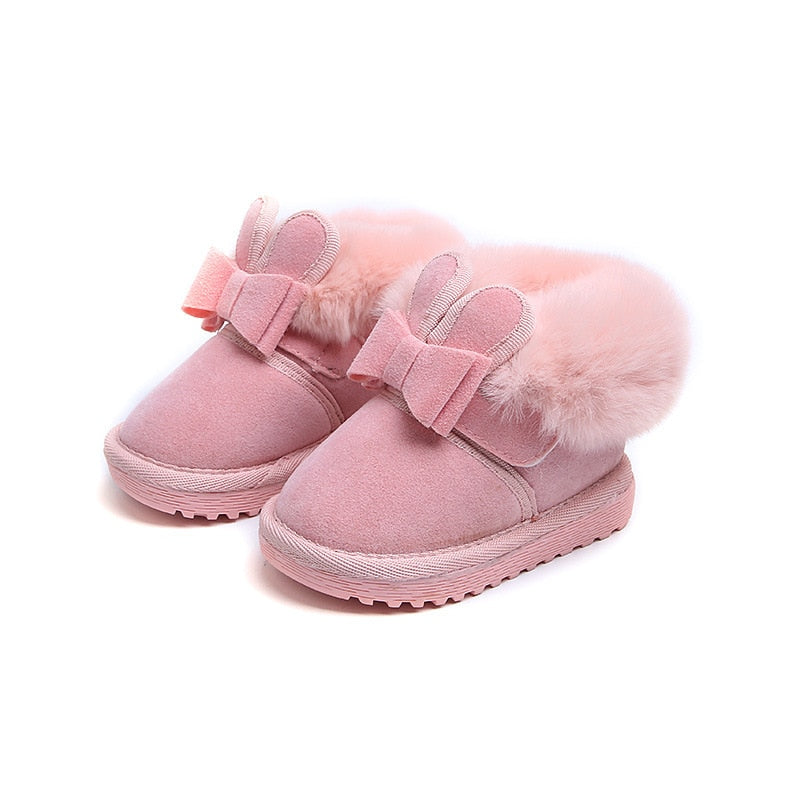 AINYFU bebé niña botas de nieve niños niña bota invierno cálido conejo de peluche princesa zapatos niños zapatillas encantadoras botas suaves B194