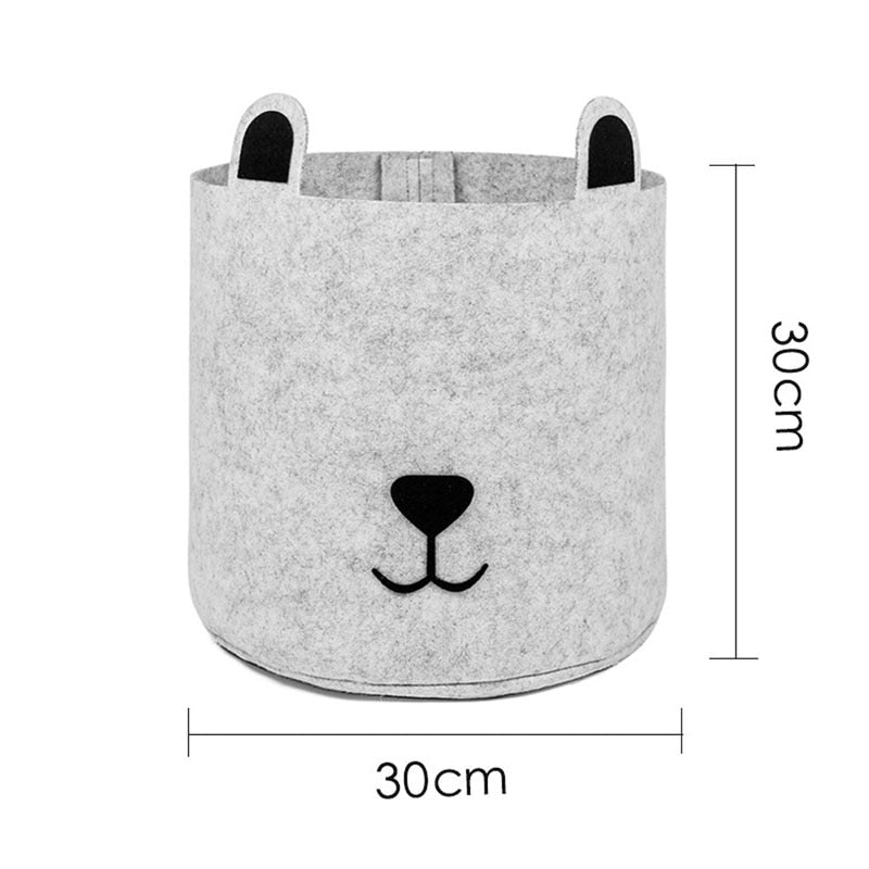 Felt Fabric Laundry Basket Toy Storage Baskets Bin For Kids Dog Toys Clothes Organizer Cute Animal Laundry bucket