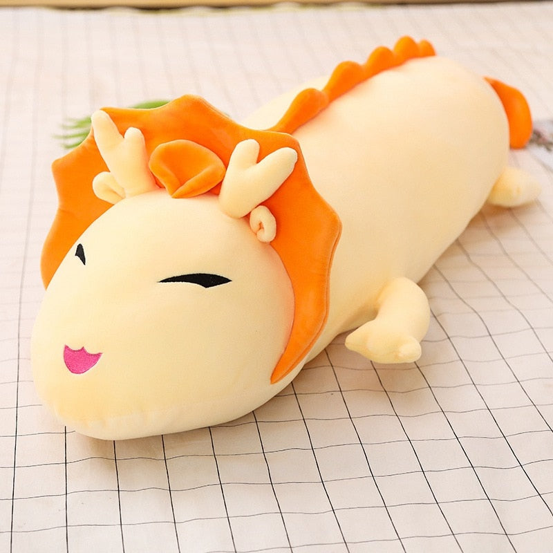 80cm-120cm Cute Long Dragon Plush Toy Soft Cartoon Animal Three Colors Dinosaur Stuffed Doll Sleeping Pillow Cushion Best Gifts