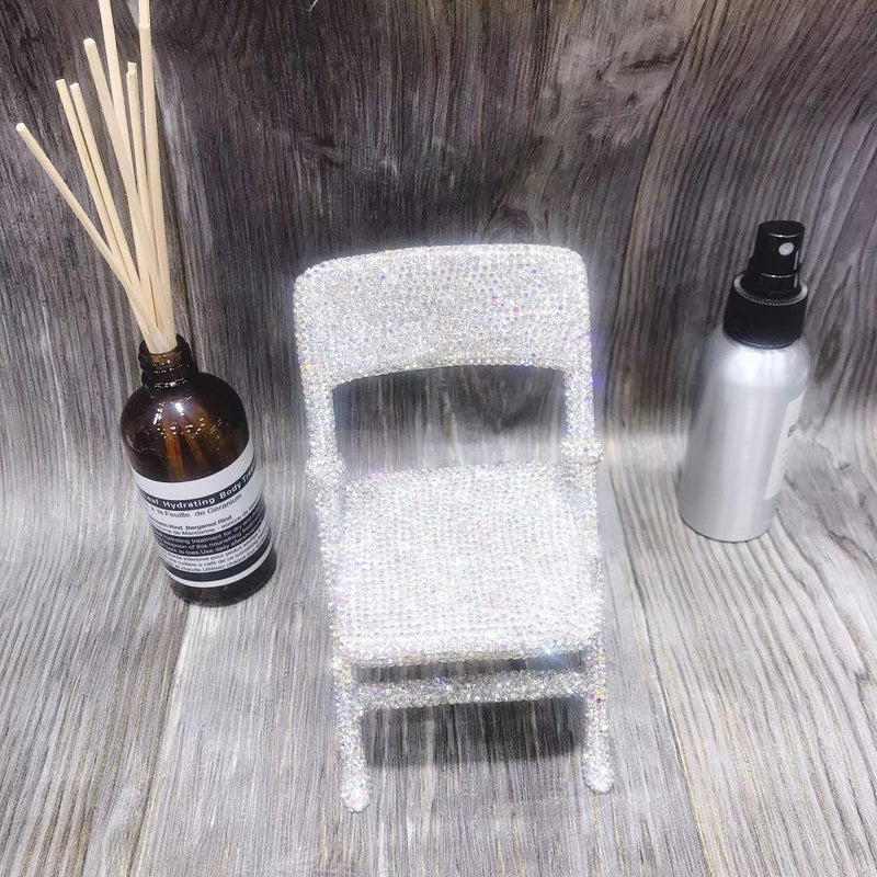 Bling Mini Chair Super Cute handmade Rhinestone Messenger Folding Chair for Personal Decor Desk Decor Home Accessories