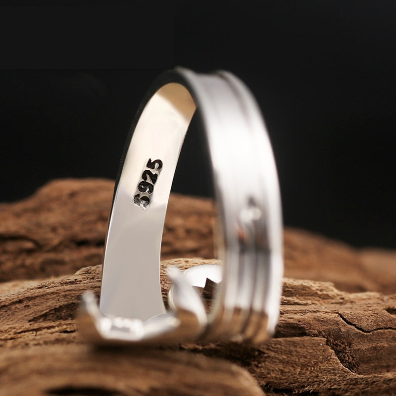 ZABRA Genuine Pure 925 Sterling Silver Cool Wrench Ring Men Adjustable Retro Love Vintage Punk Rings Women Biker Silver Jewelry