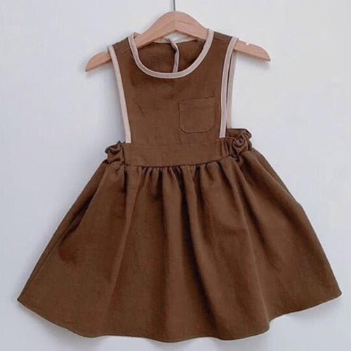 2020 neue Sommer-Baby-Kleider European America Kleinkind-Kind-Mädchen-Kleid-beiläufige Leinenkleidung Rüschen süße Prinzessin Dress