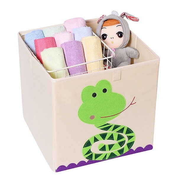 13 inch Foldable Embroidery Animal Cube Storage Box Oxford Fabric Kids Toys Organizers Bins Chest Organizer for Kids Nursery