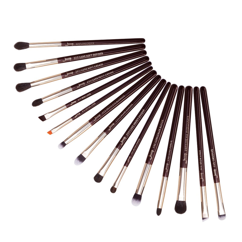 Jessup  Makeup Brushes Kit 15Pcs Pearl White/Rose Gold pinceaux maquillage Cosmetis Tools Eyeliner Shader Concealer Pencil T217
