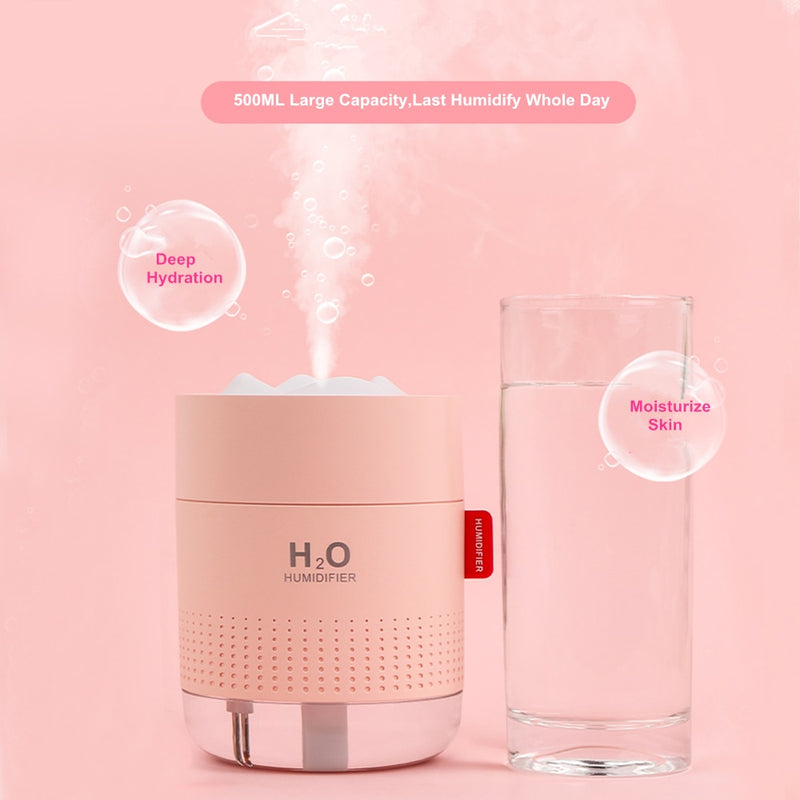 White Snow Mountain Luftbefeuchter 500ML Ultraschall USB Aroma Air Diffusor Beruhigendes Licht Aromatherapie Humidificador Home Diffusor