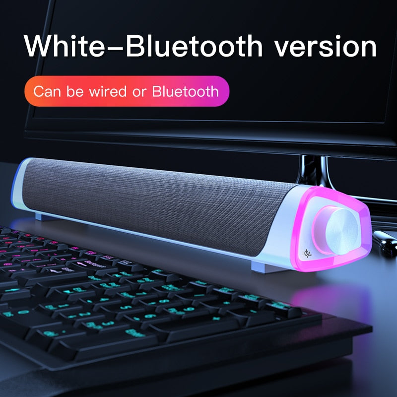 3D Surround Soundbar Bluetooth 5.0 Lautsprecher Kabelgebundene Computerlautsprecher Stereo Subwoofer Soundbar für Laptop PC Theater TV Aux 3,5 mm