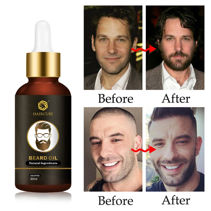 Haircube hombres aceite de crecimiento rápido de barba potenciador de crecimiento de barba Natural aceite más grueso nutritivo acondicionador sin enjuague producto para el cuidado de la barba