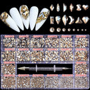 21 Grids Crystals Diamonds Nail Rhinestones Set 3100pcs FlatBack Rhinestones Kit Sparkling Nail Art With 1 Pen For Decorations