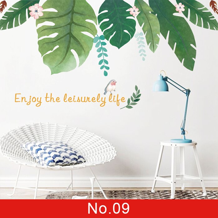 24 styles Plants Series Wall Stickers for Living room Bedroom Green Leaves Removable Wall Decals Vinyl DIY Eco-friendly Murals