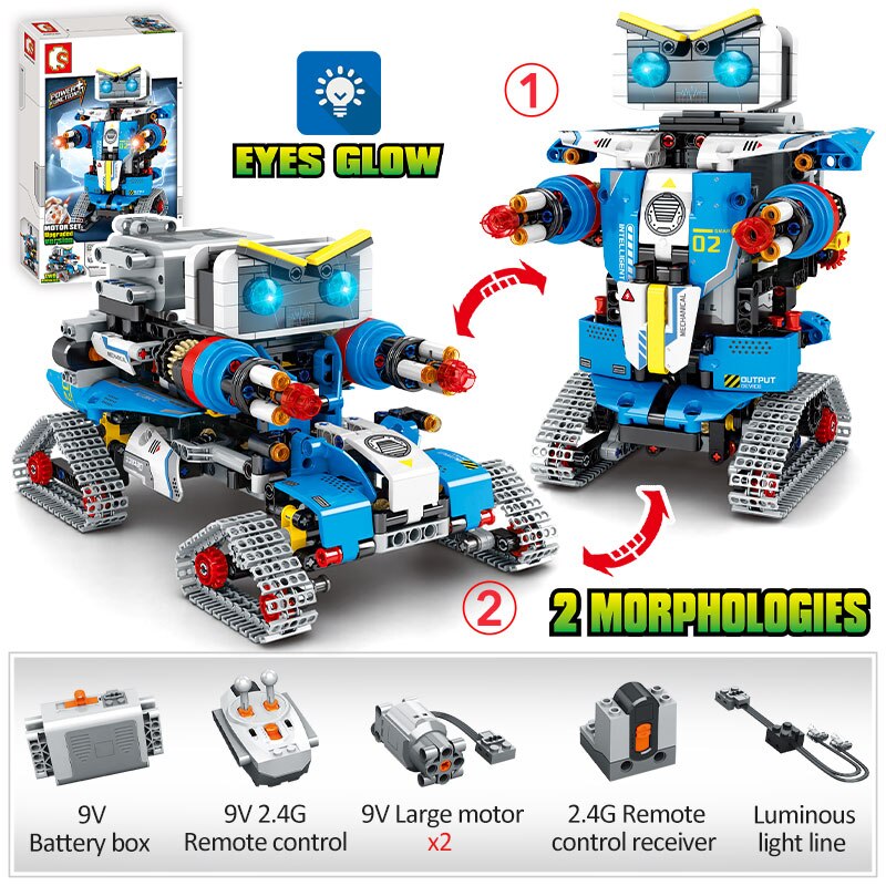 Ciudad técnica RC Robot transformación carreras coche bloques de construcción Control remoto Robot arma ladrillos juguetes para niños