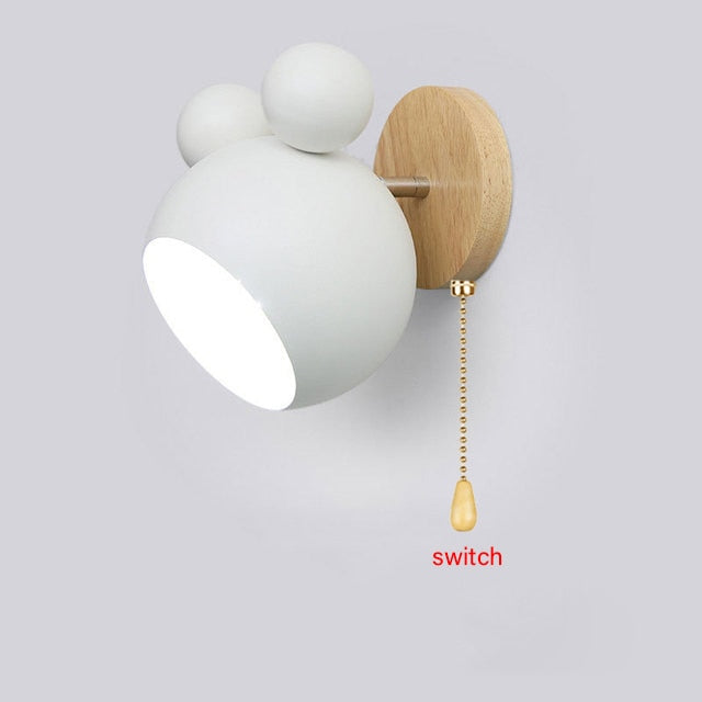 Nordic Wooden Wall Lamps Cute Cartoon Styling Coloful Wall Sconces Kitchen Restaurant Macaroon Decorative Bedside Lamp E27