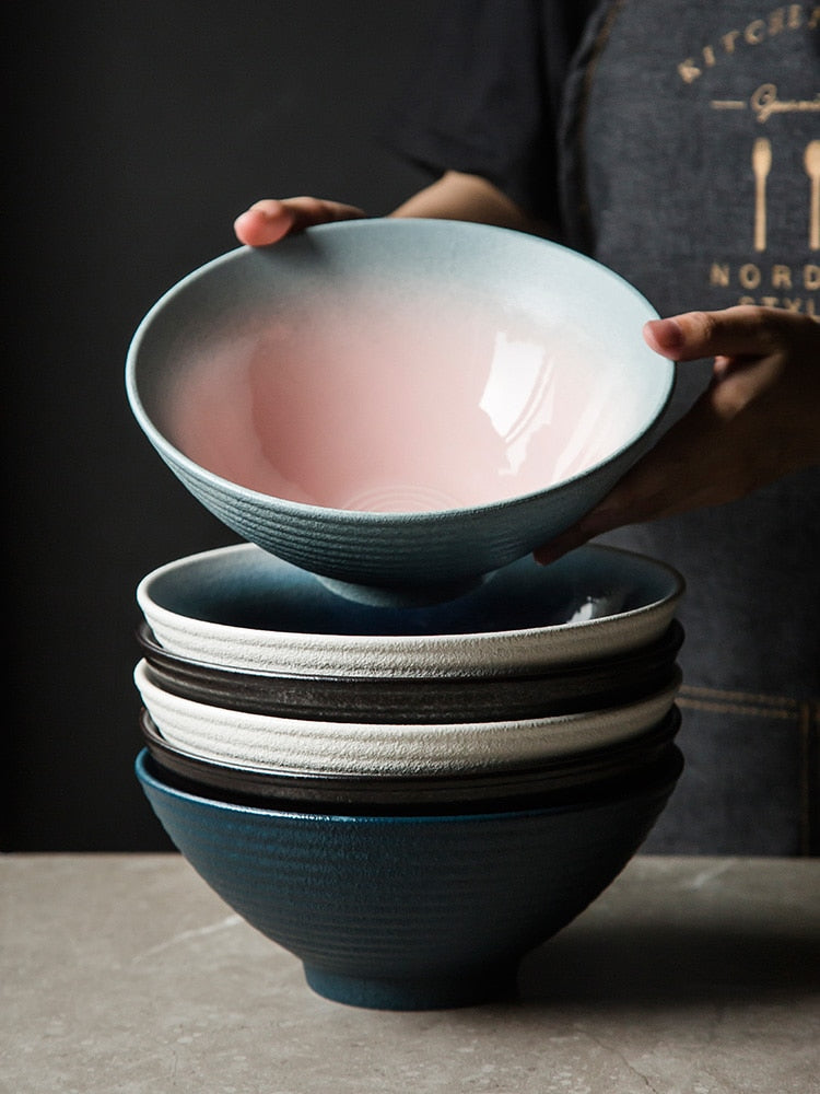 Cuenco de Ramen japonés, cuenco de cerámica para el hogar, ensaladera, vajilla de restaurante de especialidad creativa