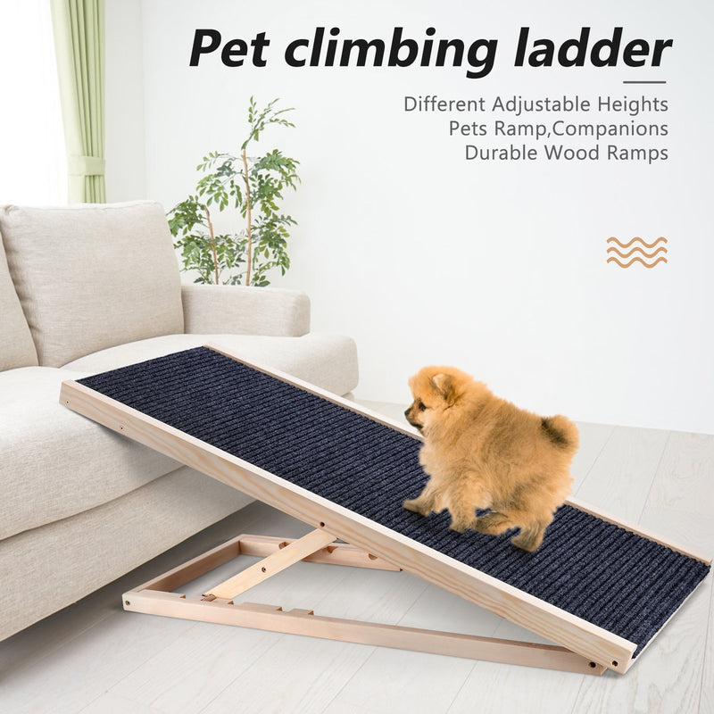 Portable Dog Car Step Stairs Ramp Ladder Support Up To 110lb Non-Slip Carpet Surface Adjustable Heights Pets Ramp For Dogs Cats