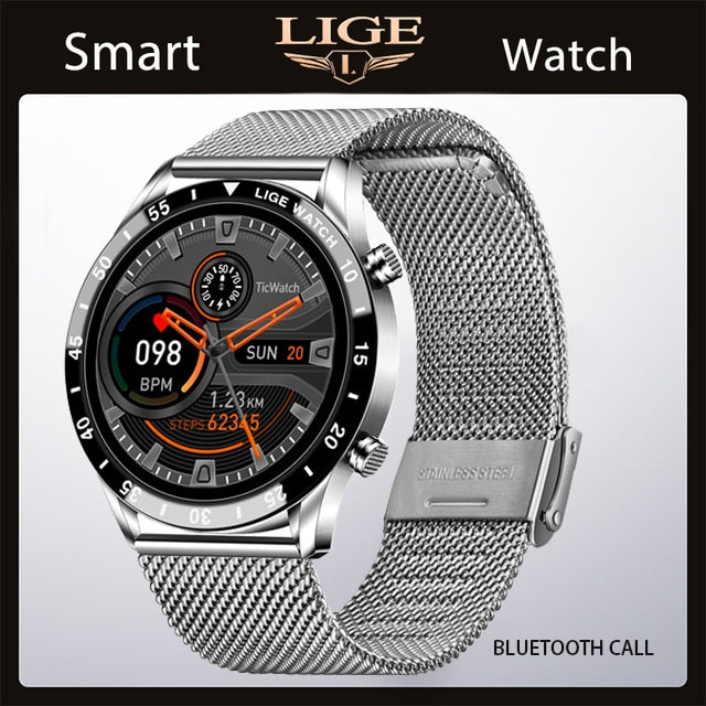 LIGE 2022 Smart Watch Men Full Touch Sport Fitness Watch Blood Pressure Waterproof Bluetooth Call For Android Ios Smartwatch Men