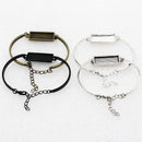 Passen Sie 10x25mm Weinlese-Metallrechteck-leere Einstellungs-Lünette Cabochon-Armband-Rechteck-Basis für DIY-Armband 5 Stränge/Los K05376