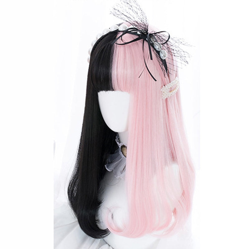 SHANGKE Synthetic Red Black Blonde White Lolita Wigs For Women Long Straight Wig With Bangs Genshin Impact Cosplay Wig