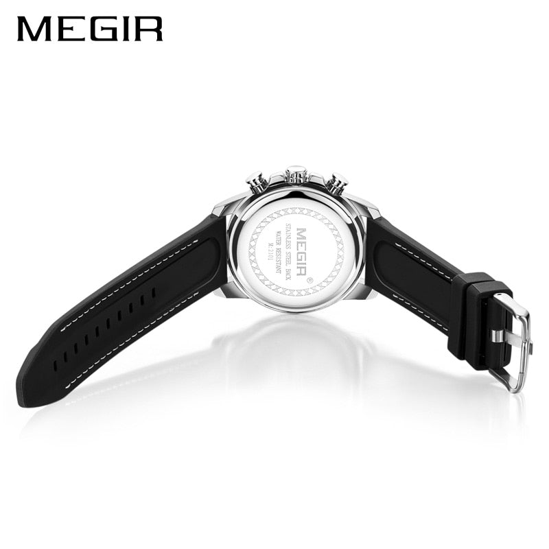 Reloj Masculino MEGIR nuevo cronógrafo deportivo de silicona para hombre relojes de marca superior de lujo reloj de cuarzo resistente al agua reloj de esfera grande para hombre