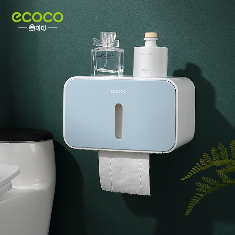 ECOCO Nail-free Waterproof Bathroom Roll Paper Box Toilet Paper Box Wall-mounted Storage Tissue Pump Home Bathroom Storage Tools