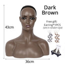 Female Realistic Mannequin Head With Shoulders African Wig Display Model Dark Brown Beige Colors Doll Head For Hat Glasses