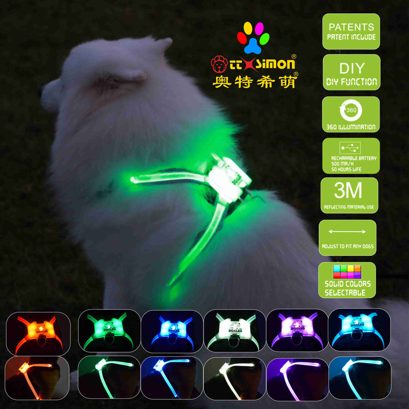 CC Simon Led Dog Harness 7 color in 1
