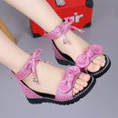 Neue 2022 Sommer Mädchen Sandalen Mode Bowknot Reißverschluss Prinzessin Mädchen Schuhe Kinder Kinder Baby Party Flache Sandalen Schuhe A857