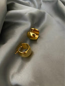 Titanio con oro de 18 quilates Geo Wide Declaración Pendientes de gota Vestido de fiesta punk Runway T show Gothic Rare Korean Japan INS Boho Top