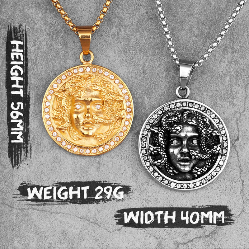 Mythology Snake Hair Medusa Banshee Stainless Steel Men Necklaces Pendants Chain for Boy Male Jewelry Creativity Gift Wholesale